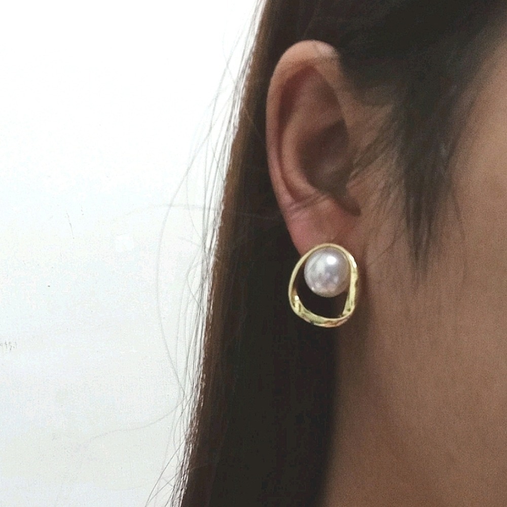 Faux Pearl Gold Tone Stud Earrings Bridal Statement wedding Cocktail Classic 💖 - Picture 12 of 13